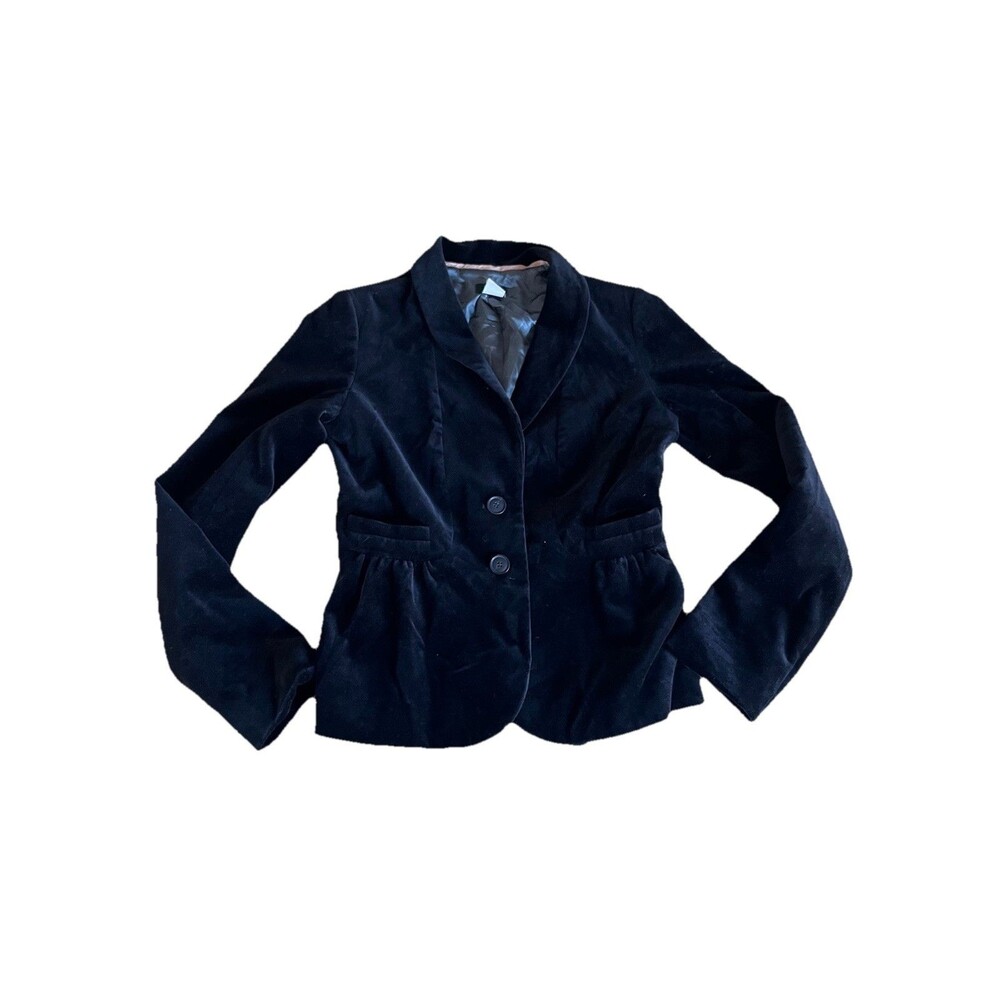J.Crew Black Velvet Blazer Style 18195 Preppy Elevated Classic Size 2T